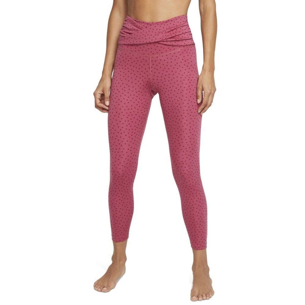 Nike Womens Leggings Pink Fuchsia Polka Dot Active Gym Yoga